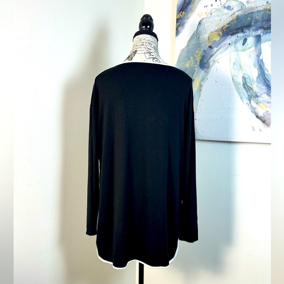 J. Jill Wherever Collection Black Long Sleeve Tunic with White Trim Size Medium - Picture 4 of 9